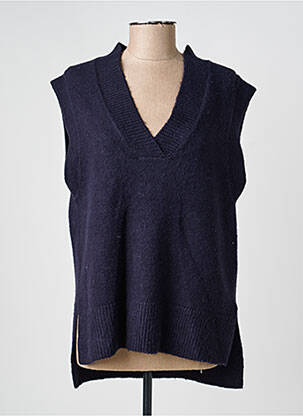Pull tissage chiné sans manche noir C'EST BEAU LA VIE femme