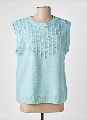 Pull coupe droite manches courtes bleu C'EST BEAU LA VIE femme