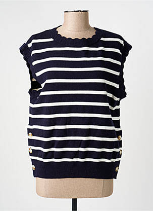 Pull resserrée sur le bas sans manche bleu C'EST BEAU LA VIE femme