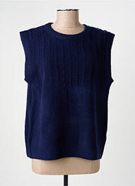 Pull col rond manches courtes bleu fonce C'EST BEAU LA VIE femme