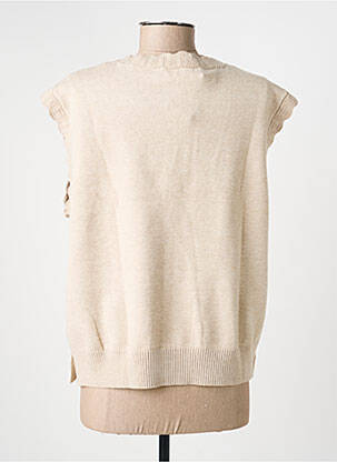 Pull tissage chiné sans manche beige C'EST BEAU LA VIE femme