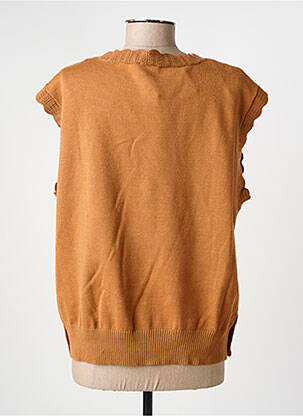 Pull tissage chiné sans manche marron C'EST BEAU LA VIE femme