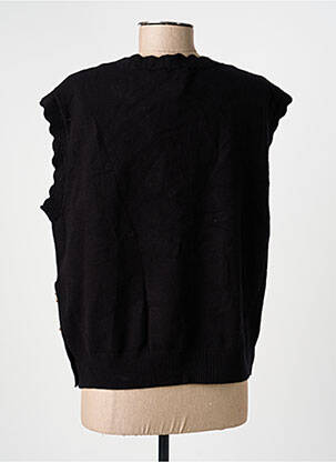 Pull tissage chiné sans manche noir C'EST BEAU LA VIE femme