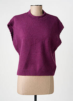 Pull coupe cintrée manches courtes violet C'EST BEAU LA VIE femme