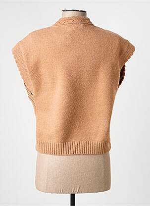 Pull coupe cintrée manches courtes beige C'EST BEAU LA VIE femme