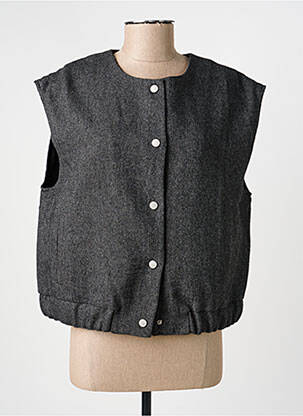 Gilet manches courtes coupe droite gris C'EST BEAU LA VIE femme
