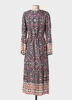 Robe longue tissage popeline manches longues noir C'EST BEAU LA VIE femme