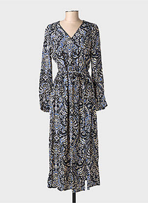 Robe longue manches longues manches longues bleu JULIE GUERLANDE femme