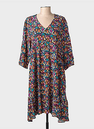 Robe mi-longue manches 3/4 manches 3/4 noir C'EST BEAU LA VIE femme