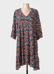 Robe mi-longue manches 3/4 manches 3/4 noir C'EST BEAU LA VIE femme