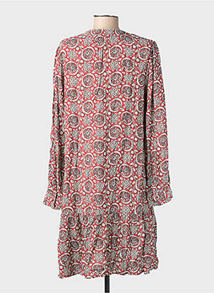 Robe mi-longue imprimé fantaisie manches longues rouge C'EST BEAU LA VIE femme