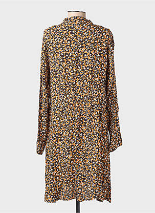 Robe mi-longue imprimé fleurs manches longues marron C'EST BEAU LA VIE femme