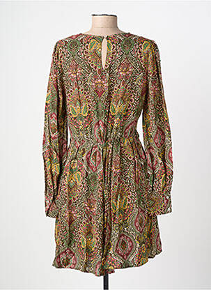 Robe mi-longue imprimé fantaisie manches longues vert C'EST BEAU LA VIE femme