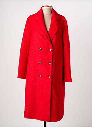 Manteau long coupe cintrée sans capuche rouge C'EST BEAU LA VIE femme