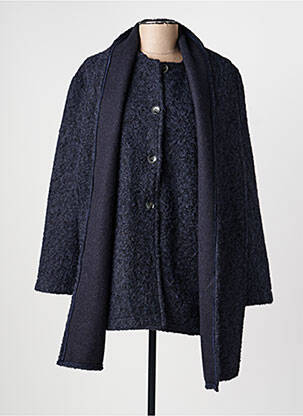 Manteau long coupe droite sans capuche bleu JULIE GUERLANDE femme