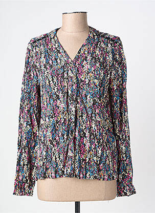 Blouse poignets boutonnés avec fente manches longues noir JULIE GUERLANDE femme