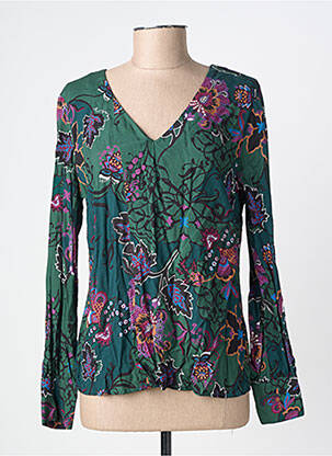 Blouse imprimé fleurs manches longues vert VOODOO femme