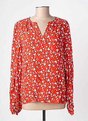 Blouse imprimé fleurs manches longues orange C'EST BEAU LA VIE femme