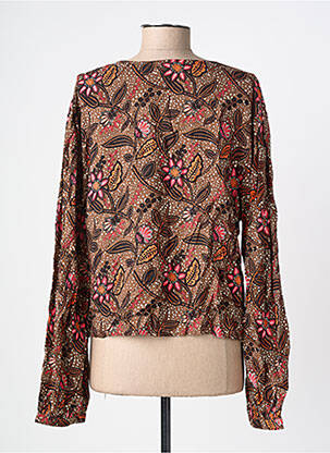 Blouse imprimé fleurs manches longues marron C'EST BEAU LA VIE femme