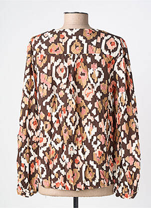 Blouse imprimé fantaisie manches longues marron C'EST BEAU LA VIE femme