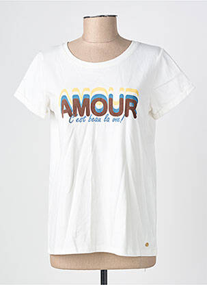 T-shirt sérigraphie manches courtes beige C'EST BEAU LA VIE femme