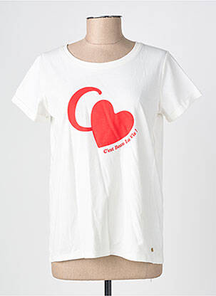 T-shirt sérigraphie manches courtes beige C'EST BEAU LA VIE femme
