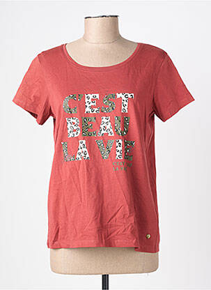 T-shirt sérigraphie manches courtes orange C'EST BEAU LA VIE femme