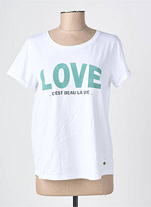 T-shirt sérigraphie manches courtes blanc C'EST BEAU LA VIE femme