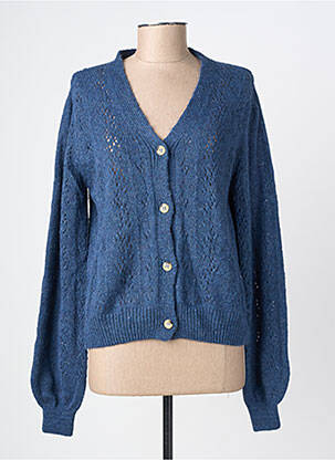 Gilet manches longues resserrée sur le bas bleu JULIE GUERLANDE femme