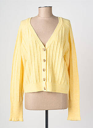 Gilet manches longues resserrée sur le bas jaune C'EST BEAU LA VIE femme