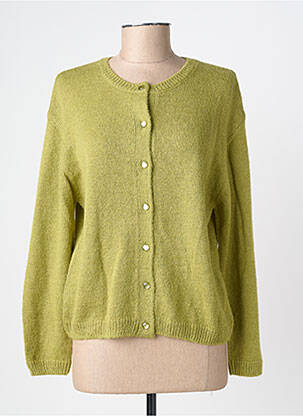 Gilet manches longues col rond vert C'EST BEAU LA VIE femme