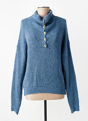 Pull tissage chiné manches longues bleu JULIE GUERLANDE femme