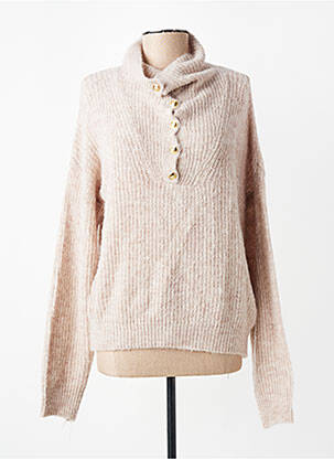 Pull tissage chiné manches longues beige JULIE GUERLANDE femme