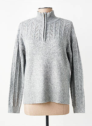 Pull tissage chiné manches longues gris C'EST BEAU LA VIE femme