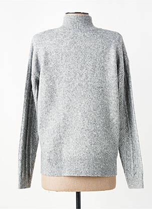 Pull tissage chiné manches longues gris C'EST BEAU LA VIE femme