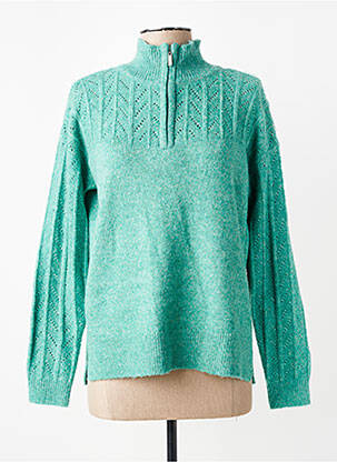 Pull tissage chiné manches longues vert C'EST BEAU LA VIE femme