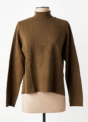 Pull coupe droite manches longues vert C'EST BEAU LA VIE femme