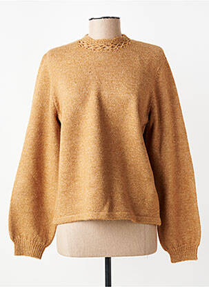 Pull tissage chiné manches longues marron C'EST BEAU LA VIE femme