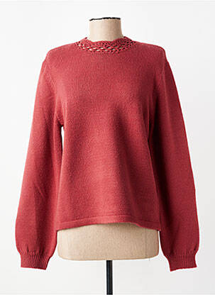 Pull tissage chiné manches longues orange C'EST BEAU LA VIE femme