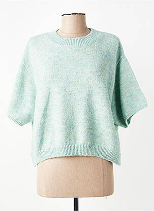 Pull tissage chiné manches 3/4 vert C'EST BEAU LA VIE femme
