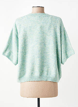 Pull tissage chiné manches 3/4 vert C'EST BEAU LA VIE femme