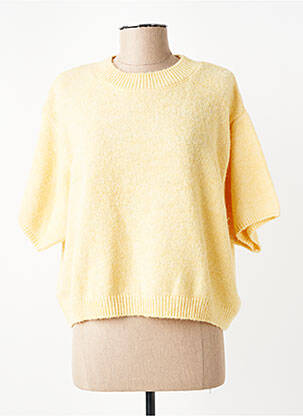 Pull tissage chiné manches 3/4 jaune C'EST BEAU LA VIE femme