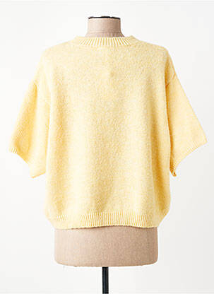Pull tissage chiné manches 3/4 jaune C'EST BEAU LA VIE femme