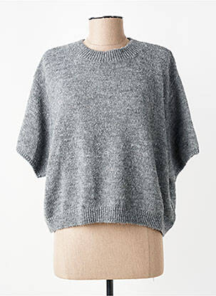 Pull tissage chiné manches 3/4 gris C'EST BEAU LA VIE femme