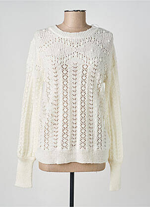 Pull coupe droite manches longues blanc C'EST BEAU LA VIE femme