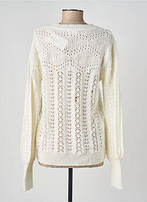 Pull coupe droite manches longues blanc C'EST BEAU LA VIE femme