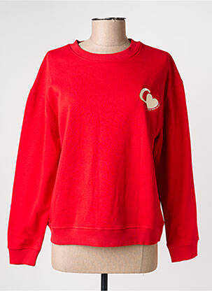 Sweat-shirt broderie manches longues rouge C'EST BEAU LA VIE femme