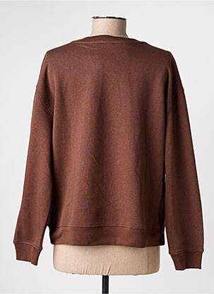 Sweat-shirt sérigraphie floquée manches longues marron C'EST BEAU LA VIE femme