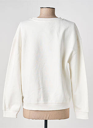 Sweat-shirt sérigraphie floquée manches longues blanc C'EST BEAU LA VIE femme