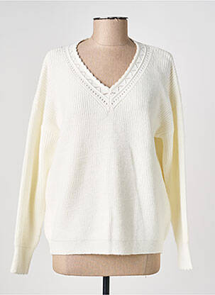 Pull coupe droite manches longues blanc C'EST BEAU LA VIE femme